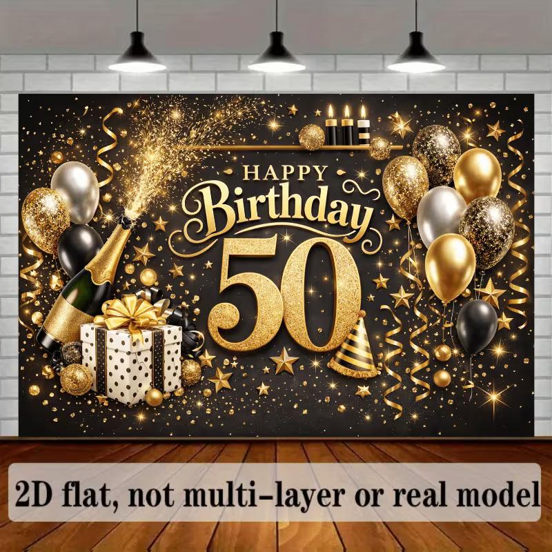 2D Sparkle Confetti Gift Box 50th Birthday Photography Background Cloth