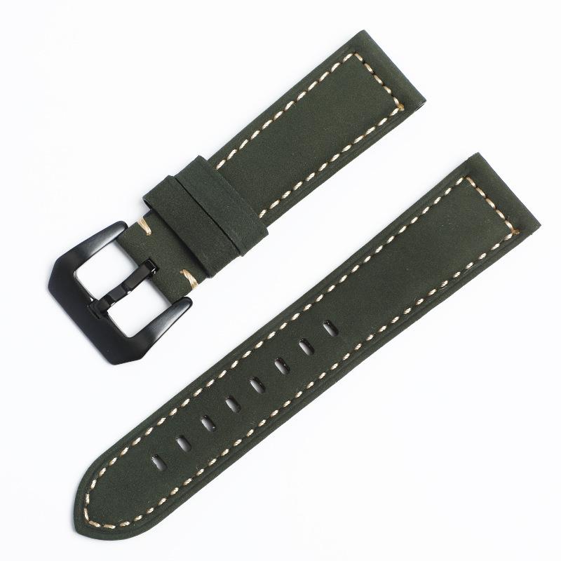 Panerai Mattes Vollnarbiges Rindsleder Vintage Crazy Horse Sport Echtes Leder Uhrenarmband 22/24.