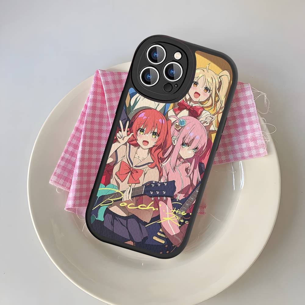Anime Bocchi The Rock Phone Case For IPhone 16 15 14 11 12 13 Pro Max Plus Back Leather Shell