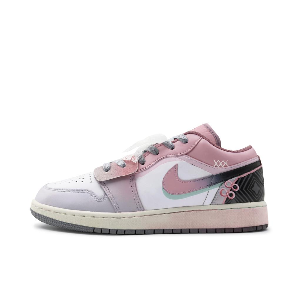 Jordan Air Jordan 1 Low Slip Resistant Low top Vintage Basketball Shoes GS Black White Pink 553560-053(Team186-S-BOX)