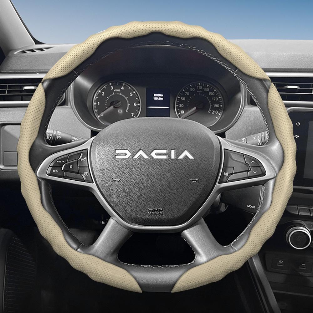 Pasuje do pokrowca na kierownicę Dacia, Sportowy design w kształcie fali, Oddychająca skóra, Segmentowy antypoślizgowy pochłaniający pot pokrowiec ochronny dla San