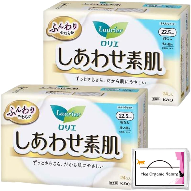 

[Bulk purchase] Laurier Happy bare skin Soft type Large daytime use 22.5cm no wings 24 pieces × 2 pieces (Total 48 pieces) Comes with special tissue