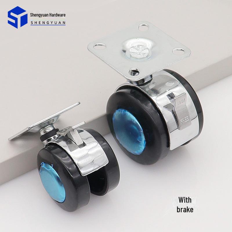 2-tums platt universalhjul med broms för möbler och skåp