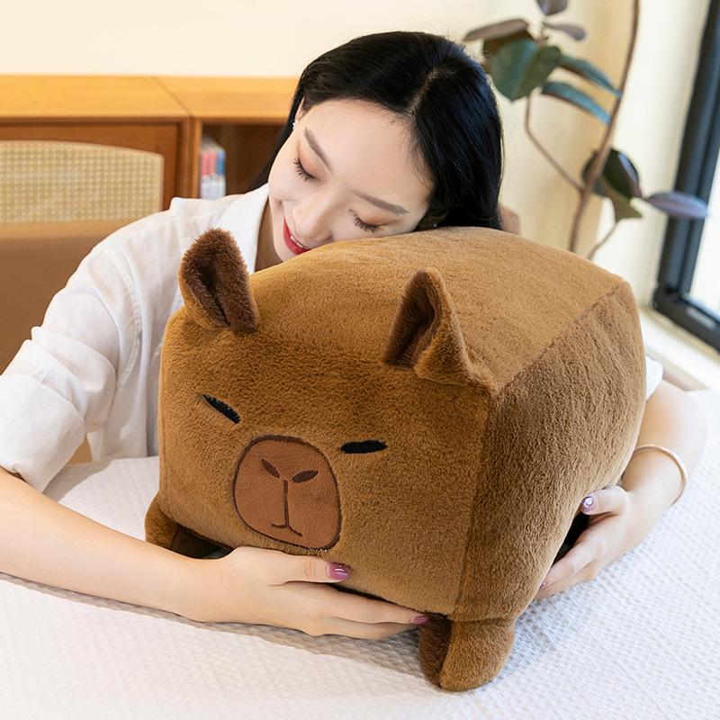 Urocza kwadratowa pluszowa kapibara lalka dla dzieci dziewczynki biuro ukojenie poduszka do spania aktywność rzucanie