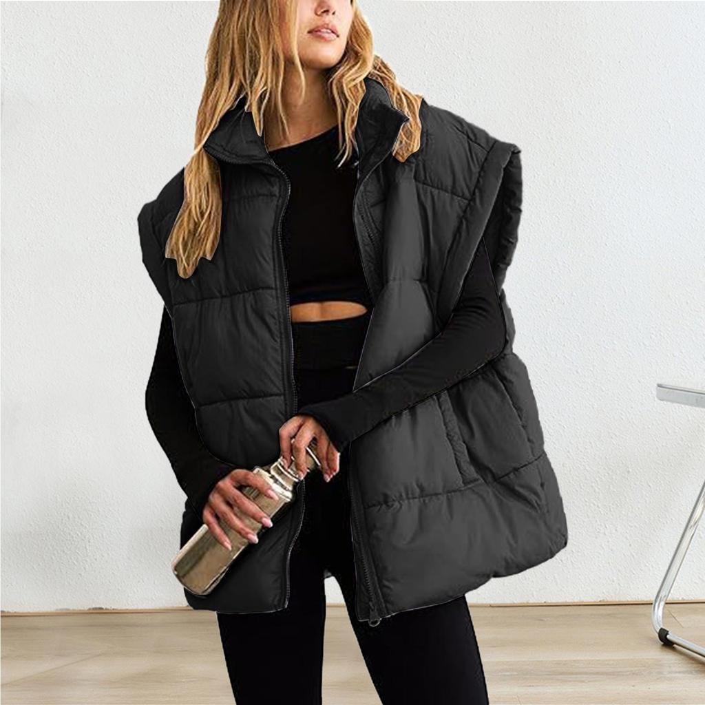 Winter Damen Wattierte Weste Reißverschluss Verdicken Warme Jacke Herbst Winter Lässige Baumwolle Daunenwesten Reißverschluss Puffer Jacken Weste