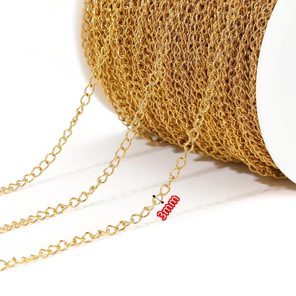 5 Meters Stainless Steel Rose Gold Necklaces Extension Tail Chain Bulk Bracelets Extender Chains for DIY Jewelry Making Supplies