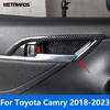 For Toyota Camry 2018- Carbon Fiber Interior Door Handle Bowl Cover Trim Sticker Bezel Accessories Car Styling