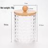 Diamond Pattern Cotton Pad Organizer with Wooden Lid - Multi-Purpose Desktop Storage Box