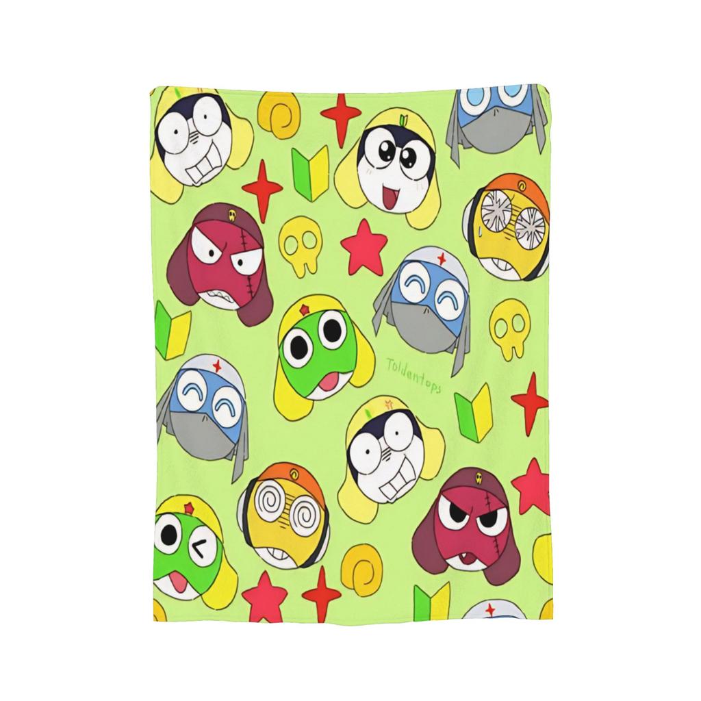 Super Soft Keroro Frog Cartoon Throw Blanket Premium Fleece Flannel Lightweight Bed Blanket Super Cozy Blankets All Season Use