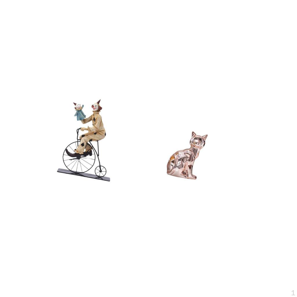 Cat Clown Sculpture Figurine Artful Animal Statuette Unique Desk Ornament for Dining Room Cabinet