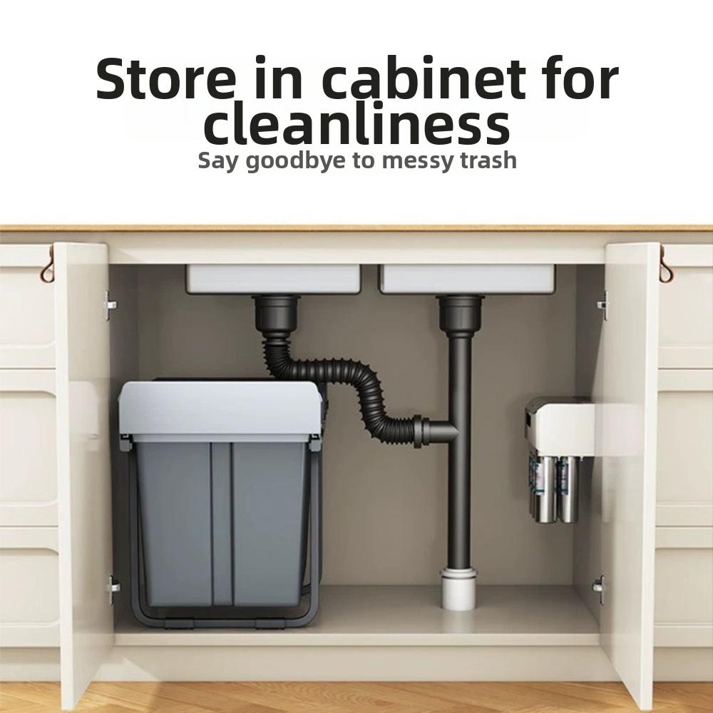 30/40L Kitchen Embedded Trash Bin With Lid Large Capacity Under Sink Trash Can Pull-Out Tray Drawer-Type Trash Can Space Saving