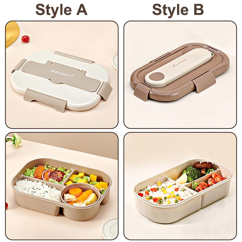 Compartment Lunch Box Plastic Portable Lunchbox Students Office Bento Box Microwave Food Containers with Chopsticks and Spoon