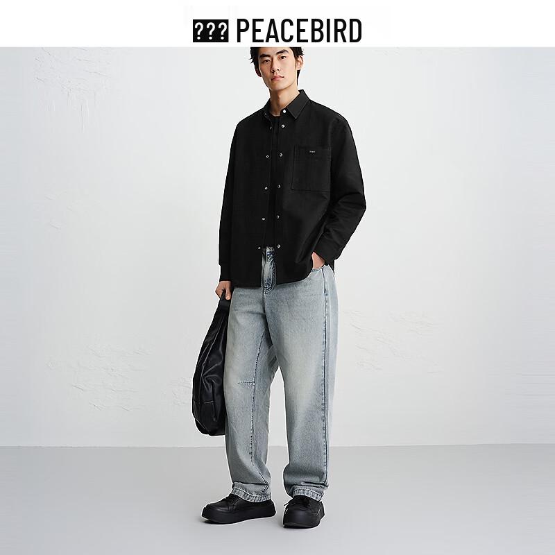 Peacebird Men's Business Casual Long Sleeve Shirt BACHG110E