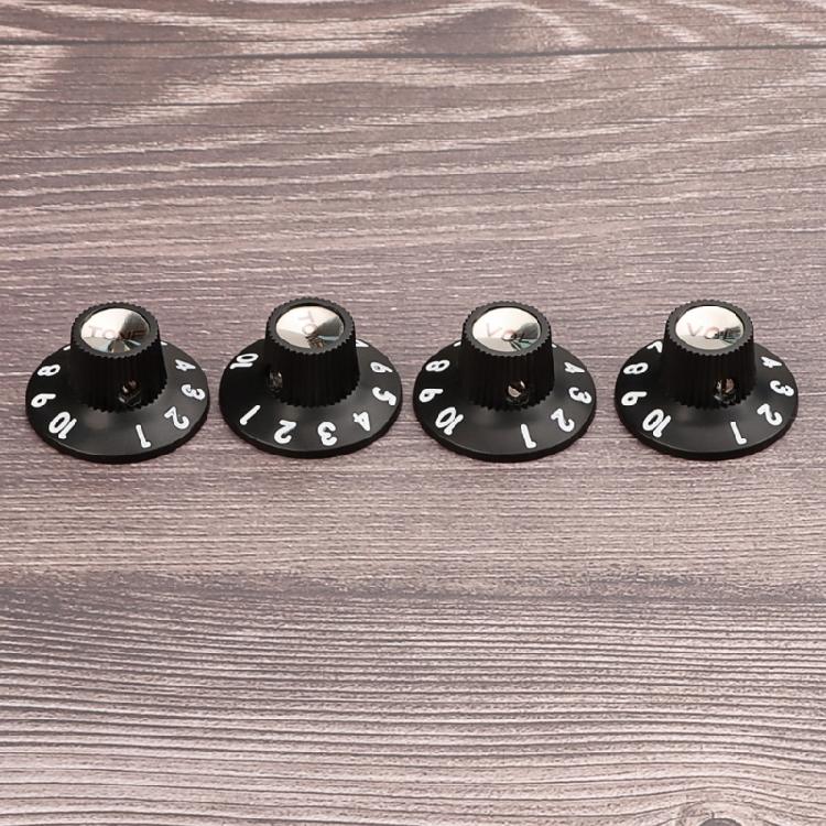 4 Stück Gitarren-Geschwindigkeitsregler-Knöpfe Elektrische Gitarre Topfhut-Knöpfe Kunststoff Gitarren-Lautstärke- und Tonregler-Knöpfe Einfach zu bedienen
