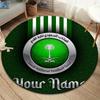 Saudi Football Crest Custom Name Round Area Rug Carpet Rug For Living Room Bedroom Sofa Playroom Decor Nonslip Floor Mat