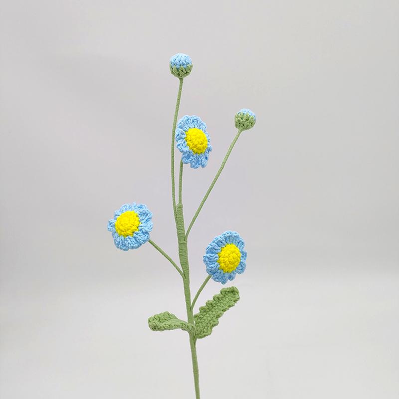 

1PC Knitting Flower Fake Plant Holiday Gifts DIY Craft Wedding Ornaments Colour Chrysanthemum Daisy Bouquet Handmade Woven
