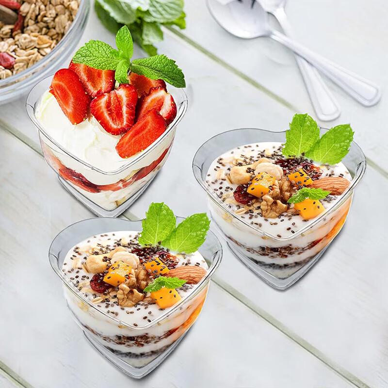 Disposable Heart-Shaped Dessert Cups with Spoons