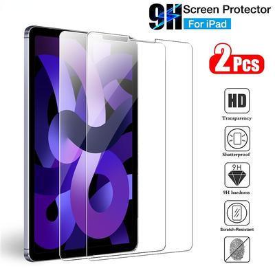 2Pcs Tempered Glass Screen Protector Cover For Apple Ipad Air 5 4 2022 Pro 11  2018 9.7 Inch Ipad 10.2 6th 5th Gen Tempered Film