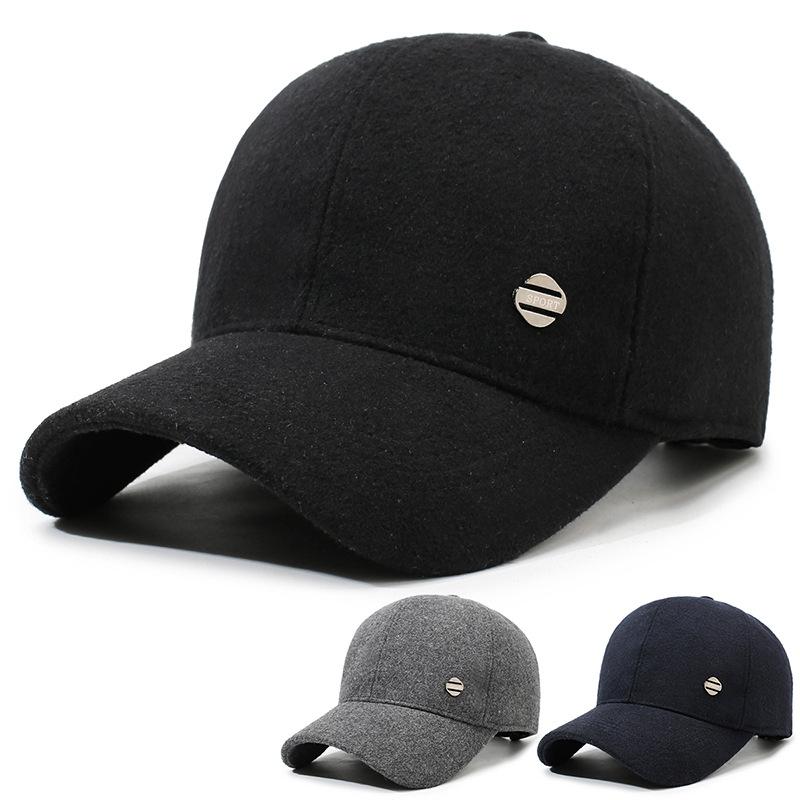 Middle-Aged Autumn Winter Hat Men's Velvet Thick Cap Outdoor Warm Cold-Proof Baseball Cap