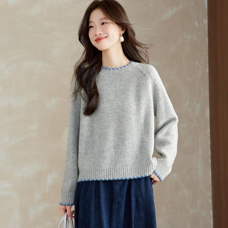 Srcr Women's 100% Wool Relaxed Fit Colorblock Sweater