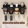 Medieval Style Toothbrush Shelf Wall-Mounted Non-Punching Bathroom Stainless Steel Washing Mouthwash Cup Storage Toothbrush Shelf