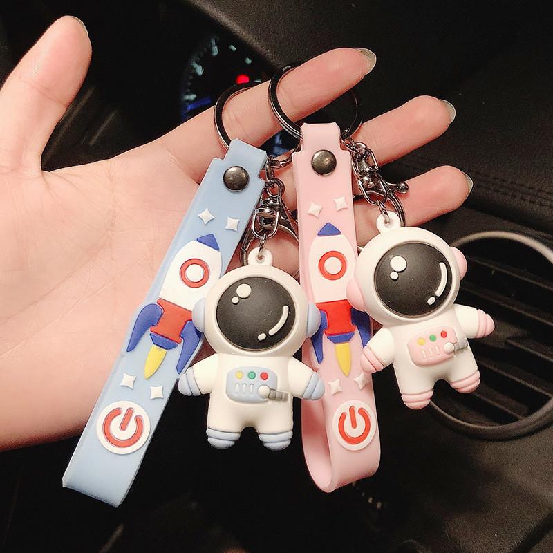Adorable Cartoon Astronaut Keychain Silicone Keyring Cute Bag Charm
