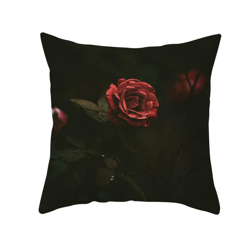 Black Rose Peach Skin Pillow Cover Car Pillow Cover Sofa Cushion Cover for Home Use