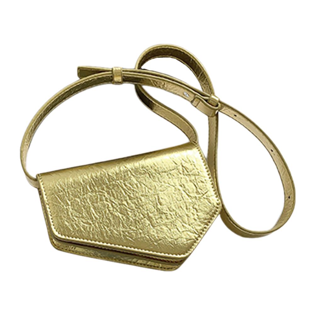 Women Irregular Shoulder Bag PU Leather Shiny Crossbody Bag Adjustable Strap All-Match Satchel Bag Ladies Commute Bag