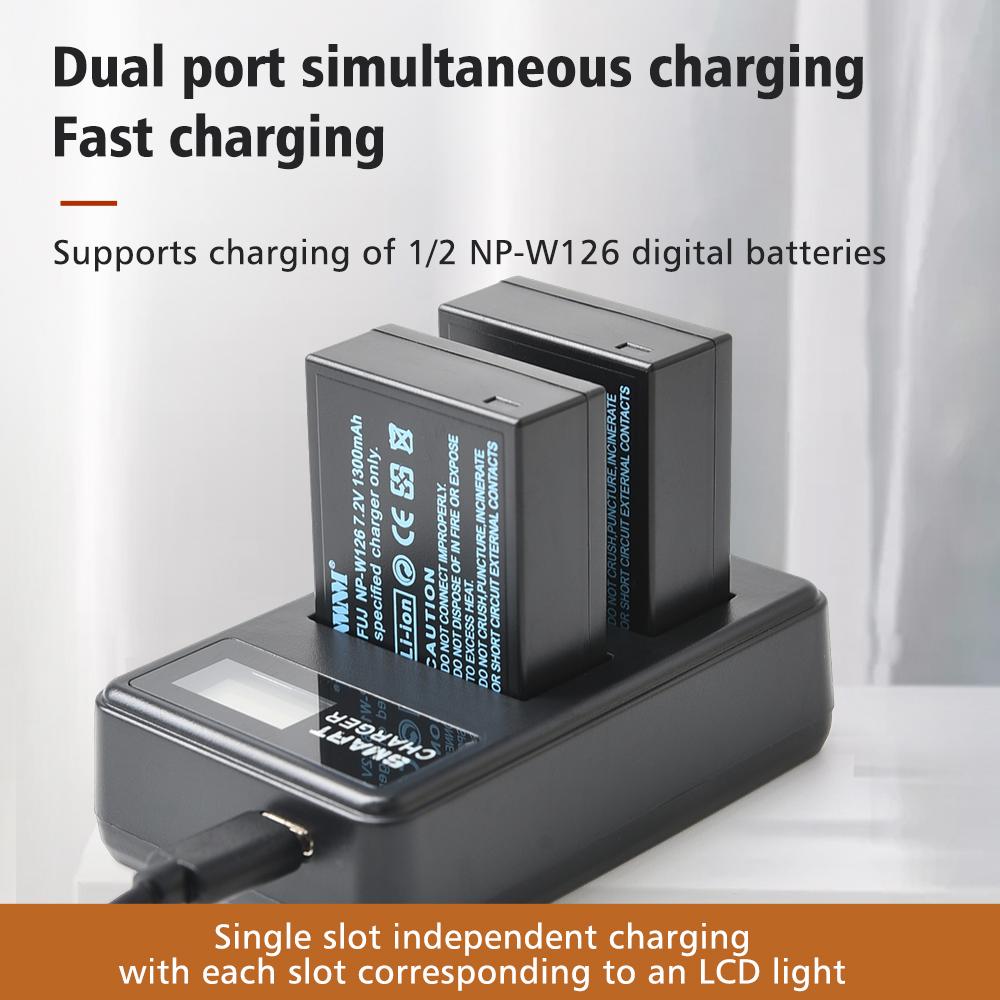 AJNWNM 1300mAh NP-W126 NP W126 NPW126 Batteries+LCD Dual Charger for Fujifilm Fuji X-Pro1 XPro1 X-T1 XT20 XS10 XT100 XT200 XA5 Digital Camera Battery
