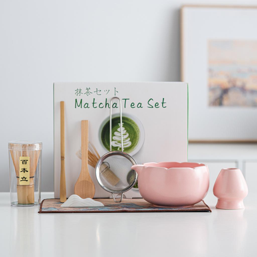 4/8PCS Japanese Matcha Tea Set with Bamboo Whisk Holder Matcha Brush Teaspoon for Tea Lovers Tea-Making Tools Ceremony Gift