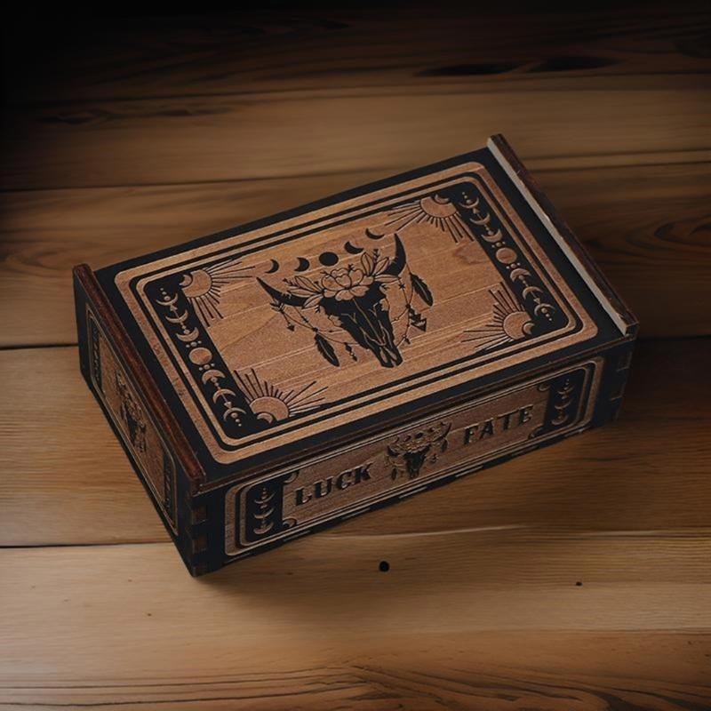 Portable Wood Tarot Cards Box Push Pull Cards Box Gift Case Divination Card Storage Container Witch Decoration Enduring
