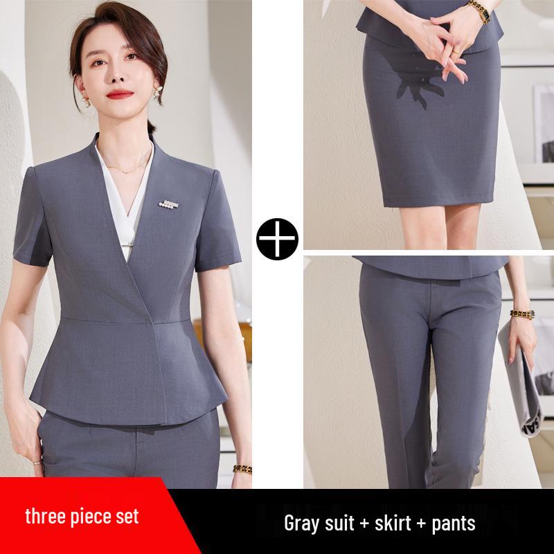 Women's Formal Business Suit Set - Skirt Uniform for Office, Reception, or Hotel Front Desk