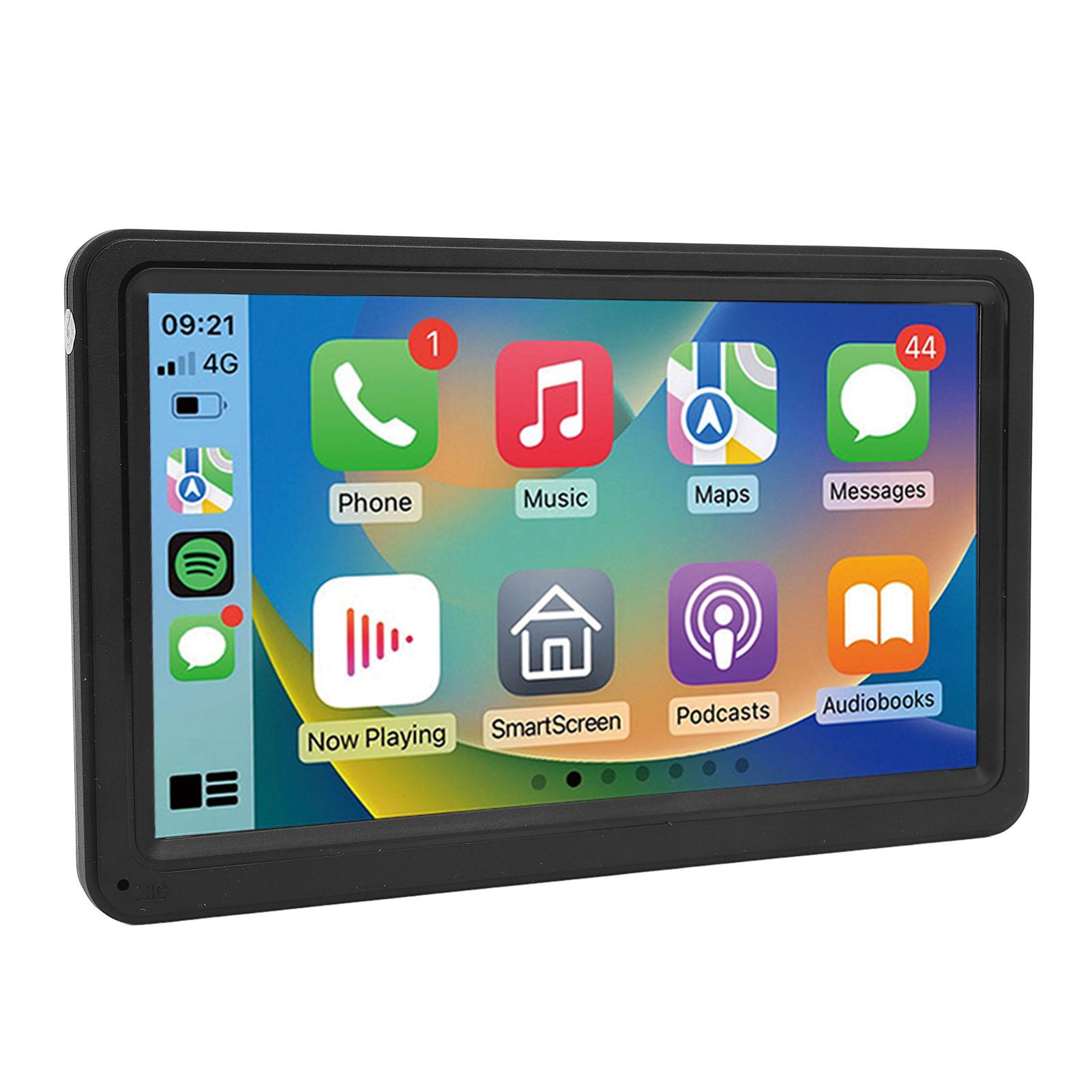 

Портативная автомагнитола с голосовым управлением, навигацией, AUX, FM, 7-дюймовым IPS сенсорным экраном, автомобильное радио для CarPlay беспроводное, для Android Auto