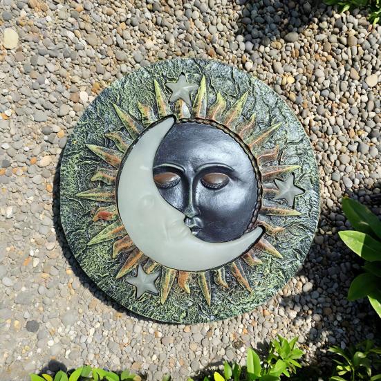 Garden Stepping Stone Glow-in-The-Dark Butterfly Insect Resin Garden Stone Moon Sun Star Stepping Stone for Patio Lawn