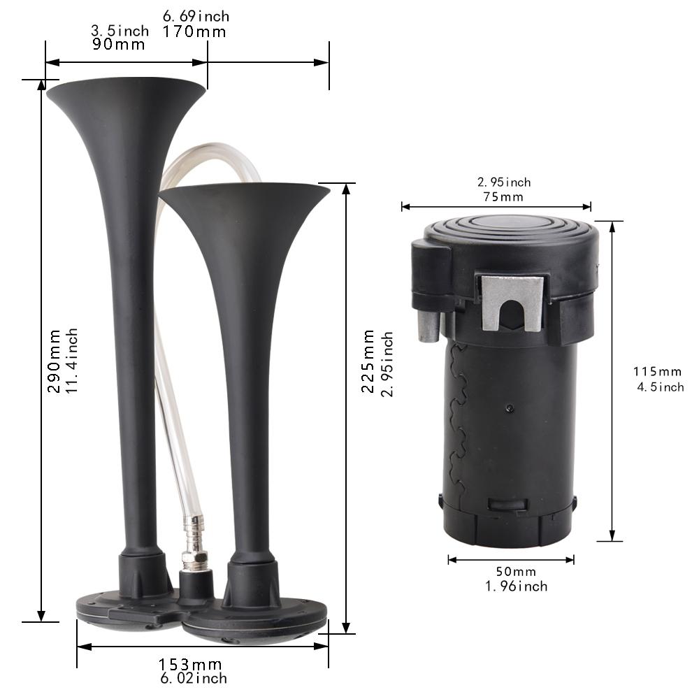 12V Autohorn Dvojitý Trumpetový Nerezová Ocel Nízký & Vysoký Tón pro Nákladní Automobily Automobily Motocykly - Reproduktor Autohornu