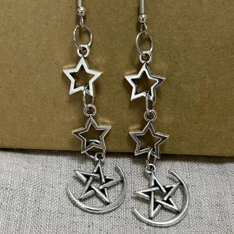 Sweet Cool Dangle Earrings Simple Hollow Star Pendant Drop Earrings Statement Jewelry Fashion Small Hoop Earrings