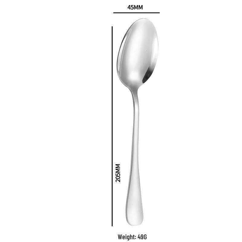 1010 Stainless Steel Western Cutlery Set: Steak Knife, Fork, Spoon, Dessert Spoon, Serving Fork, and Ice Spoon.