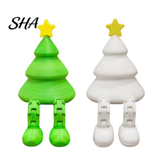 Matte Finish Tree Decor Christmas Figurine with Articulated Legs, 3D Printed Xmas Easy Care TreeDecoration Statue, Mini Desk Decoration for