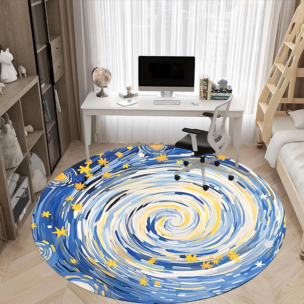 1pc Starry Sky Chair Carpet for Office, Round Non-Slip Durable Large Size Office Carpet, Suitable for Office, Beautiful Decoration