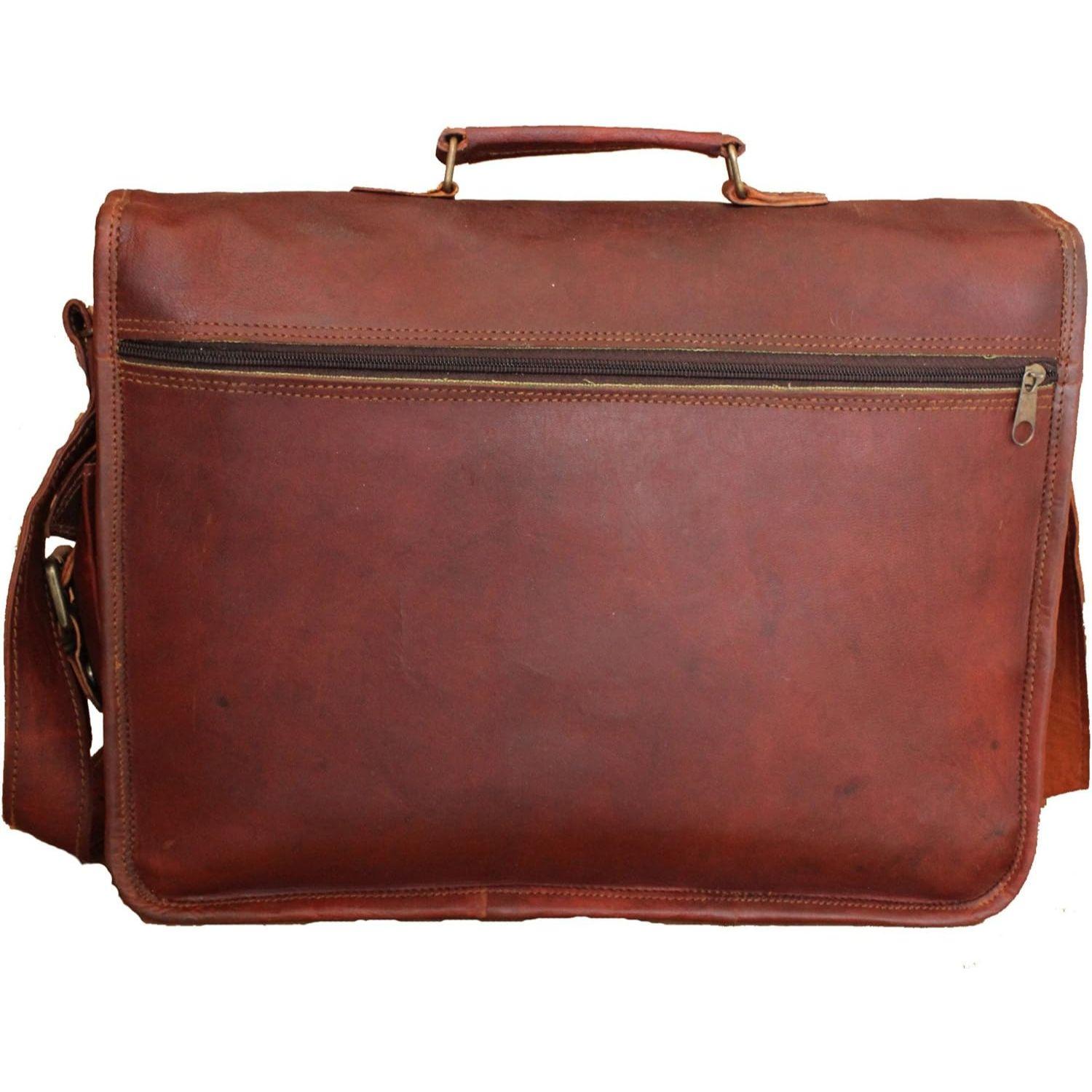 Кожаная сумка ручной работы унисекс из натуральной кожи для ноутбука — фото 4