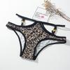 Leopard Print Underwear Girl European and American Metal Buckle Sexy Thin Belt Hollow Hip Lift Temptation Mid-waist Briefs Large Size 6005