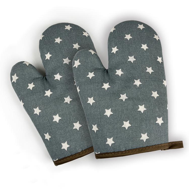 High-Temperature Cotton Linen Oven Mitts – Thickened, Heat-Resistant, Anti-Scald Baking Gloves for Kitchen