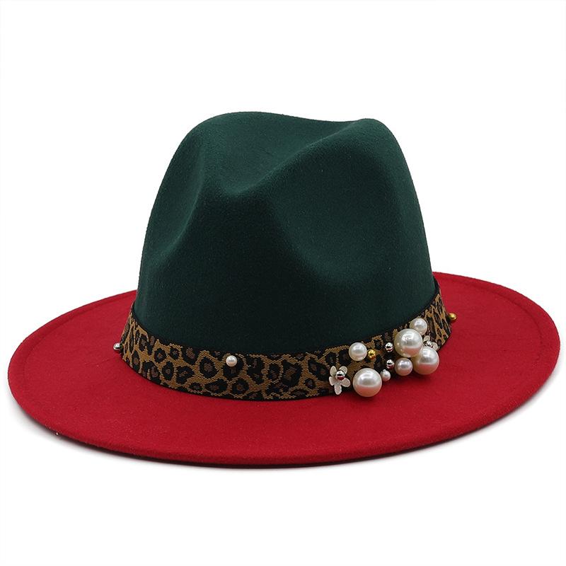 New men's and women's woolen double-sided color matching hat British jazz hat felt hat