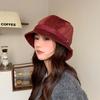 New Retro Corduroy Fisherman Hat Autumn and Winter Style Face Showing Small Basin Hat Hepburn Style Versatile Bucket Hat for Women