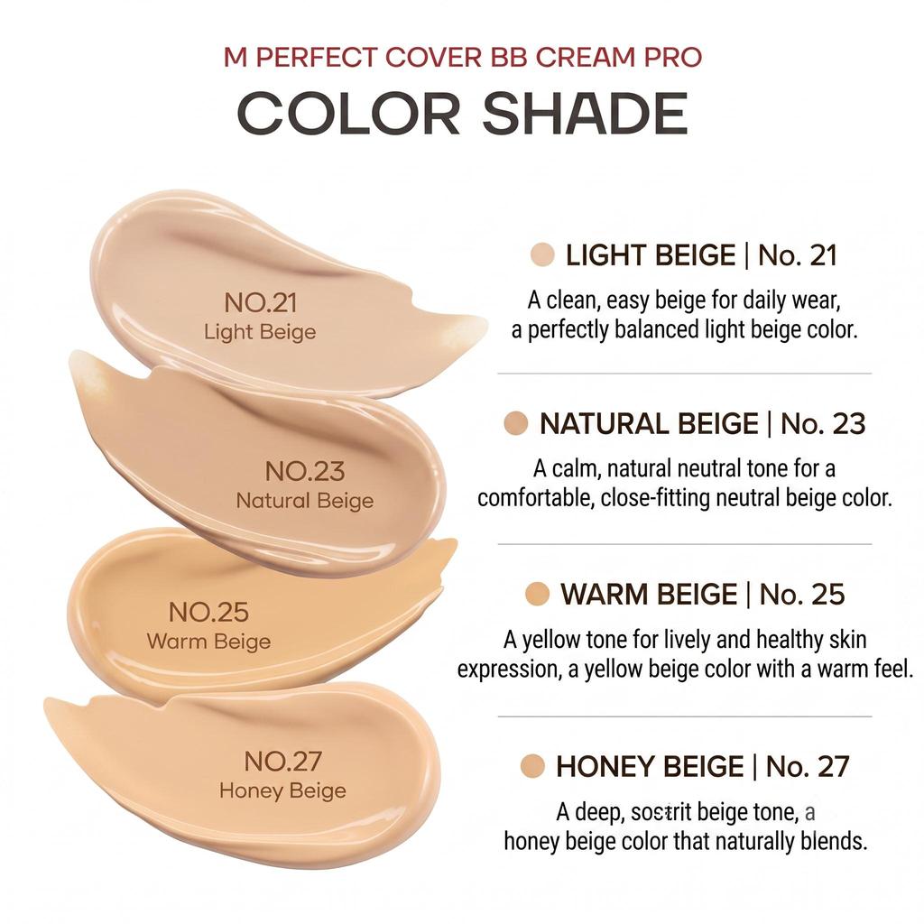 MISSHA M Perfect Cover BB Cream Pro SPF42 PA+++ 50ml (4 Options)