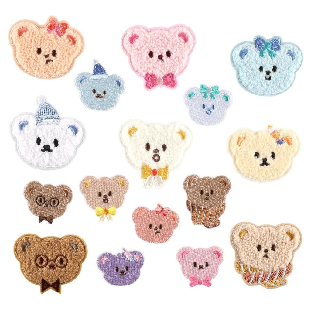 Original embroidery label cloth label towel embroidery bear head embroidery sticker clothing accessories DIY adhesive-backed patch cloth sticker