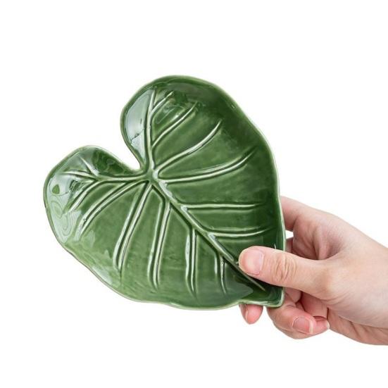 Grön Blad Keramisk Skedstöd Håller Bänkskivor Rena Köksspis Topp Bänk Dekorativa Bladformade Skedhållare Köksredskap