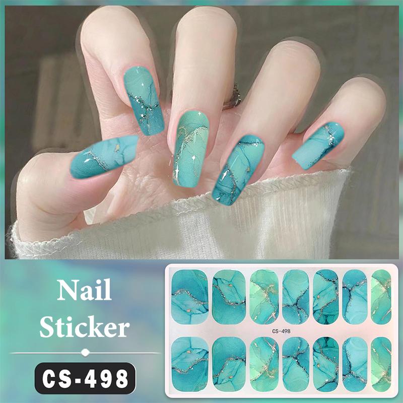 Bez lampy do utwardzania Wodoodporne naklejki na paznokcie Pełne krycie Naklejki na paznokcie Mocne i niełatwe do odpadnięcia 14 paznokci/zestaw Wielokolorowe plastry na paznokcie