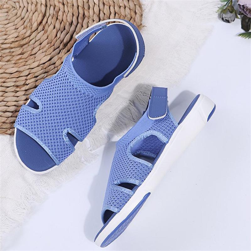 22 summer new European and American sandals large size breathable elastic fly weaving flat bottom casual