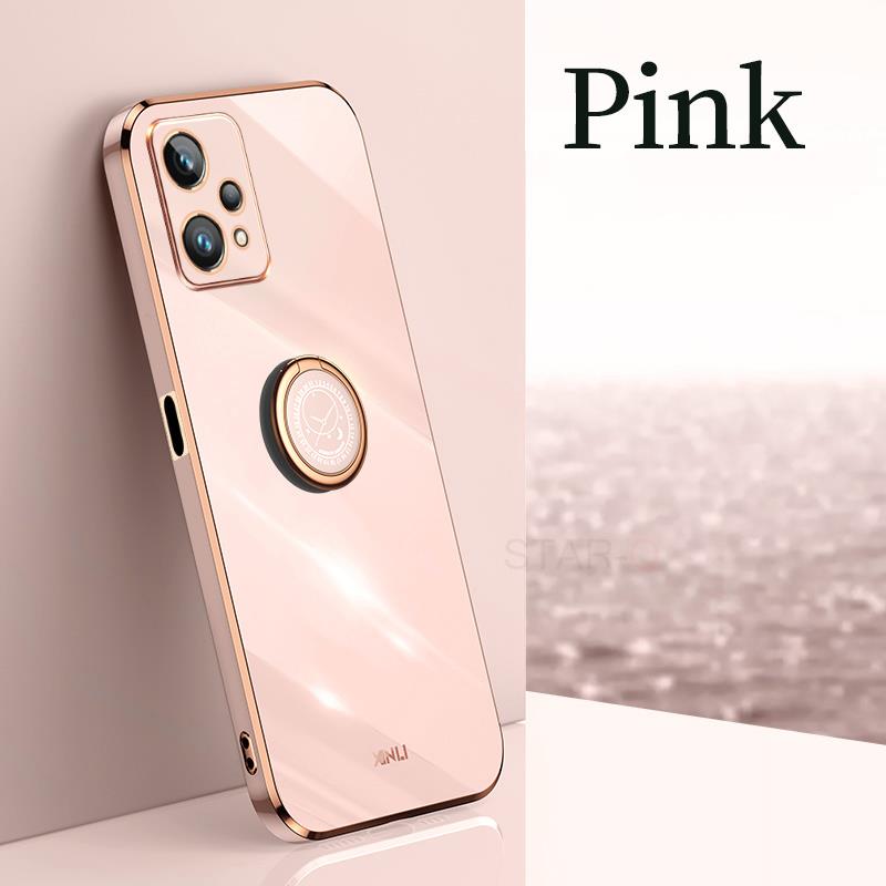 Realme9 Realme8 I pokovovací pouzdro se čtvercovým kroužkem pro Oppo Realme 9 Pro 9i 8i 9pro 8pro 4G 5G C21y Luxusní silikonový kryt stojanu